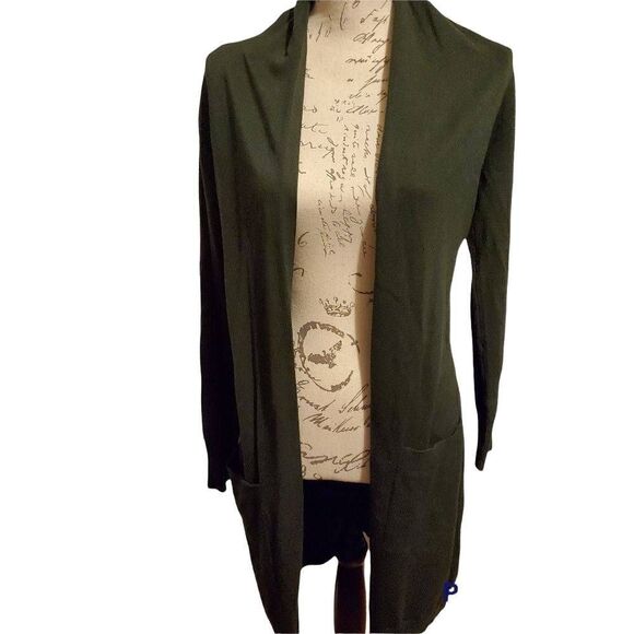 Ladies Forest Green Long Sleeve Knit Cardigan - Size Small - Picture 1 of 7